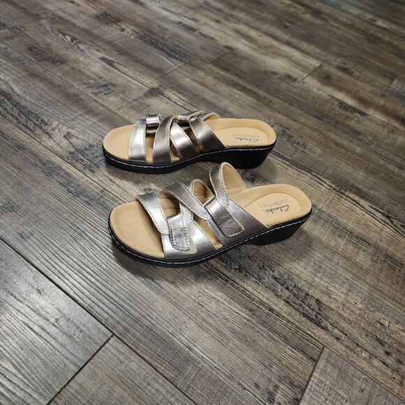 New in box Clark Merliah Karli Women's sandals metallic size 6.5 - Picture 7 of 10